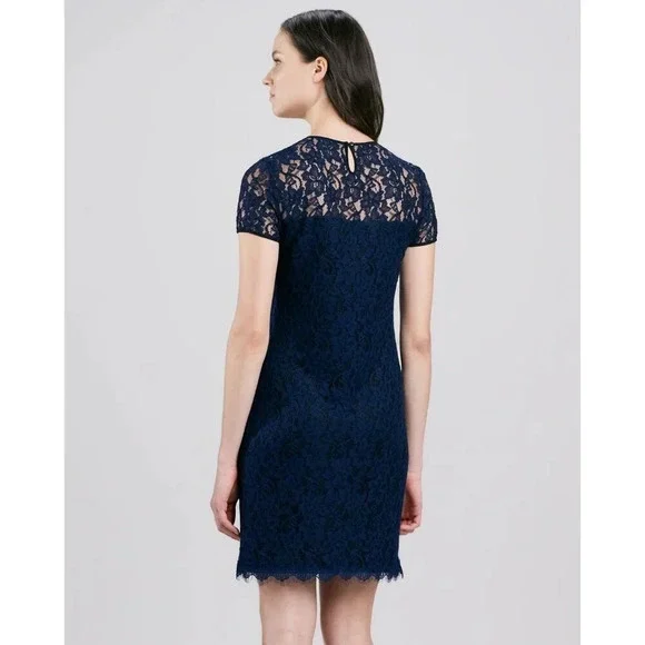 NEW Diane von Furstenberg DVF Navy Blue Lace Dress $358 - Picture 4 of 16